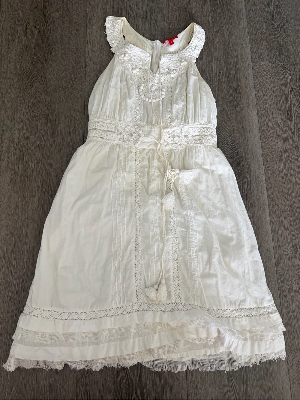 Crochet cotton derhy ruffle angel tassel dress